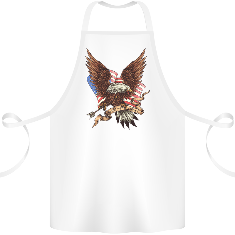 USA Eagle Flag America Patriotic July 4th Cotton Apron 100% Organic White
