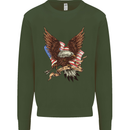 USA Eagle Flag America Patriotic July 4th Kids Sweatshirt Jumper Forest Green