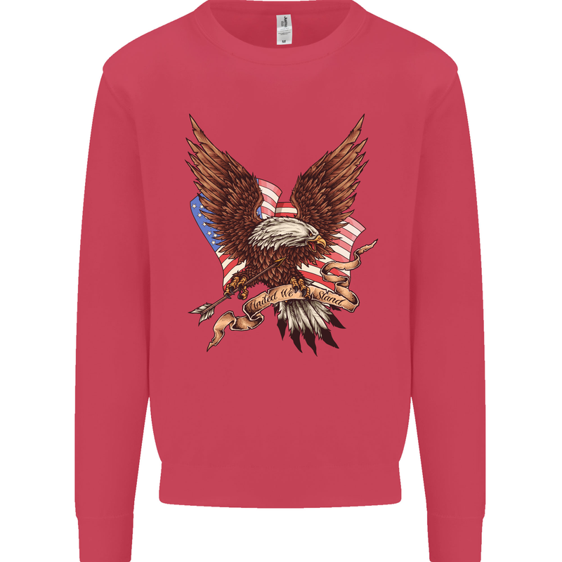 USA Eagle Flag America Patriotic July 4th Kids Sweatshirt Jumper Heliconia
