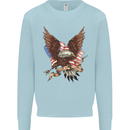 USA Eagle Flag America Patriotic July 4th Kids Sweatshirt Jumper Light Blue