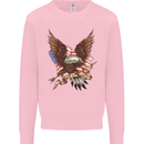 USA Eagle Flag America Patriotic July 4th Kids Sweatshirt Jumper Light Pink