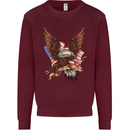 USA Eagle Flag America Patriotic July 4th Kids Sweatshirt Jumper Maroon