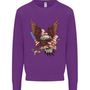 USA Eagle Flag America Patriotic July 4th Kids Sweatshirt Jumper Purple