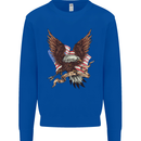 USA Eagle Flag America Patriotic July 4th Kids Sweatshirt Jumper Royal Blue