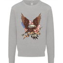 USA Eagle Flag America Patriotic July 4th Kids Sweatshirt Jumper Sports Grey