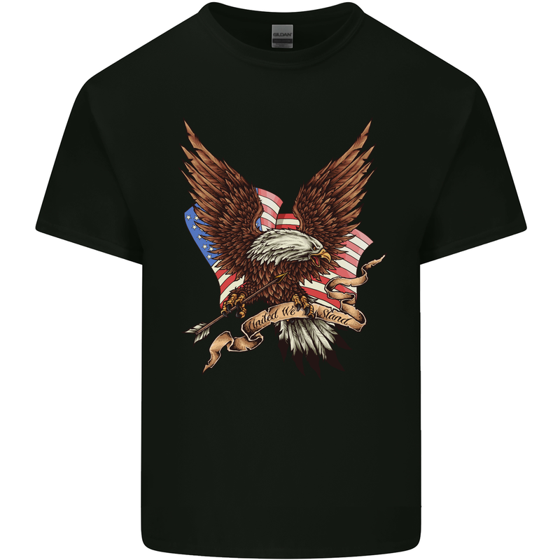 USA Eagle Flag America Patriotic July 4th Kids T-Shirt Childrens Black