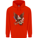 USA Eagle Flag America Patriotic July 4th Mens 80% Cotton Hoodie Bright Red