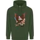 USA Eagle Flag America Patriotic July 4th Mens 80% Cotton Hoodie Forest Green