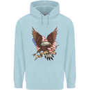USA Eagle Flag America Patriotic July 4th Mens 80% Cotton Hoodie Light Blue