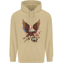 USA Eagle Flag America Patriotic July 4th Mens 80% Cotton Hoodie Sand