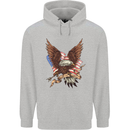 USA Eagle Flag America Patriotic July 4th Mens 80% Cotton Hoodie Sports Grey