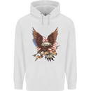 USA Eagle Flag America Patriotic July 4th Mens 80% Cotton Hoodie White