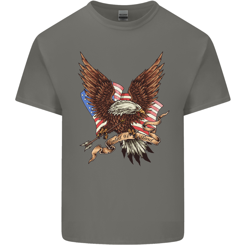 USA Eagle Flag America Patriotic July 4th Mens Cotton T-Shirt Tee Top Charcoal
