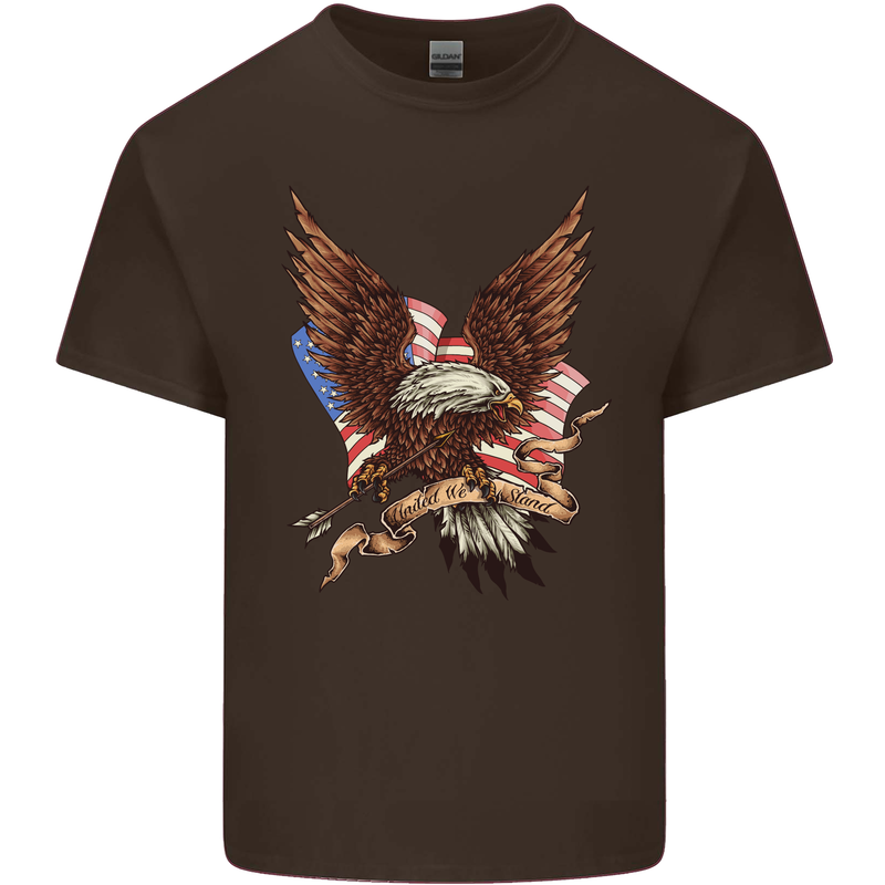 USA Eagle Flag America Patriotic July 4th Mens Cotton T-Shirt Tee Top Dark Chocolate