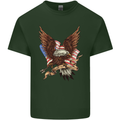 USA Eagle Flag America Patriotic July 4th Mens Cotton T-Shirt Tee Top Forest Green