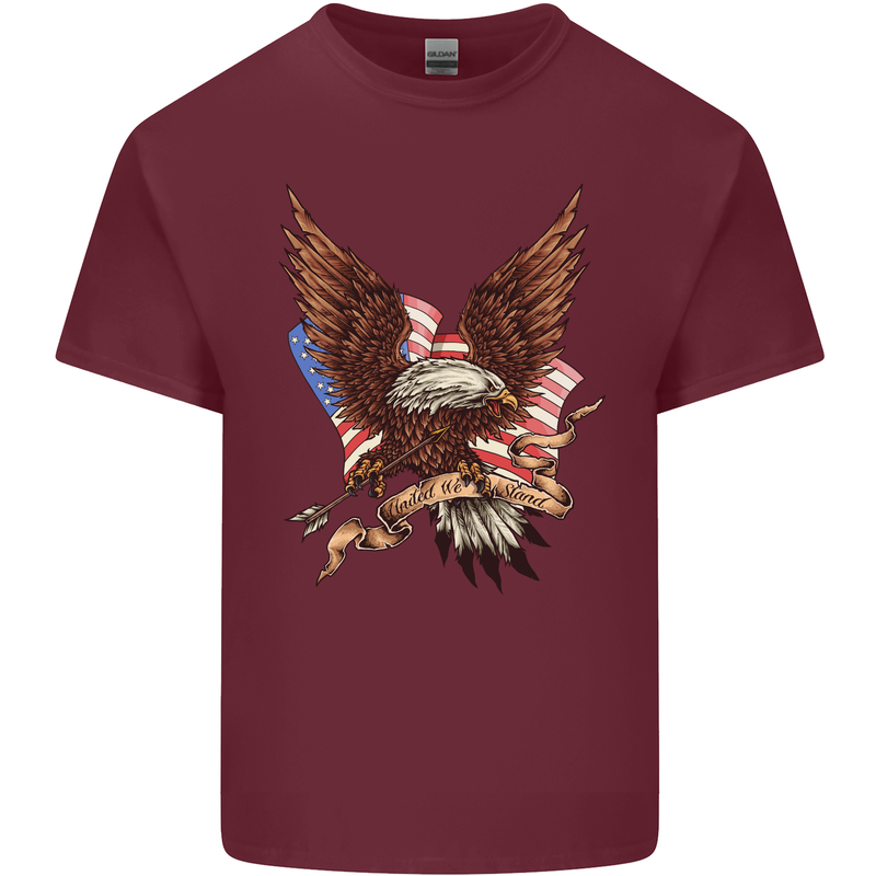 USA Eagle Flag America Patriotic July 4th Mens Cotton T-Shirt Tee Top Maroon