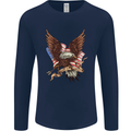 USA Eagle Flag America Patriotic July 4th Mens Long Sleeve T-Shirt Navy Blue