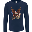 USA Eagle Flag America Patriotic July 4th Mens Long Sleeve T-Shirt Navy Blue