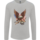 USA Eagle Flag America Patriotic July 4th Mens Long Sleeve T-Shirt Sports Grey