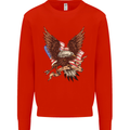 USA Eagle Flag America Patriotic July 4th Mens Sweatshirt Jumper Bright Red