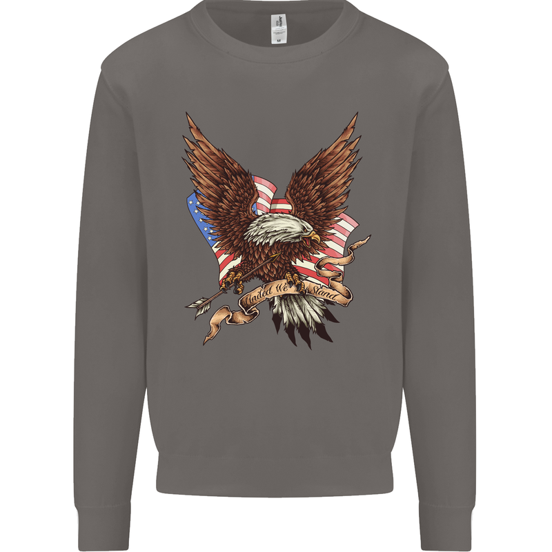 USA Eagle Flag America Patriotic July 4th Mens Sweatshirt Jumper Charcoal