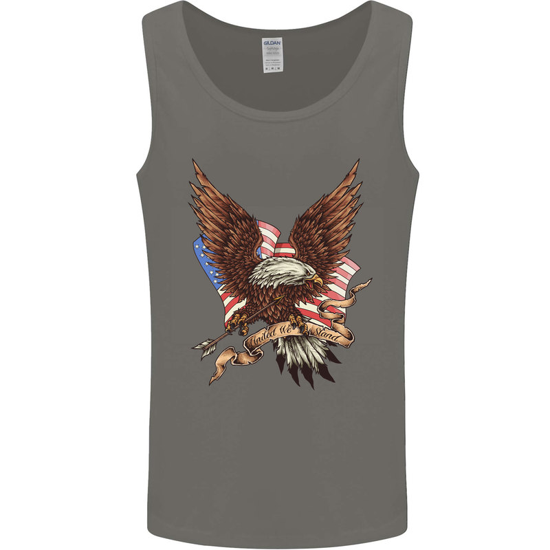 USA Eagle Flag America Patriotic July 4th Mens Vest Tank Top Charcoal