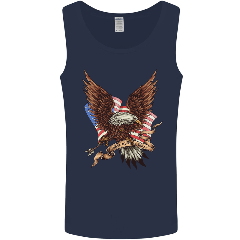 USA Eagle Flag America Patriotic July 4th Mens Vest Tank Top Navy Blue