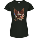 USA Eagle Flag America Patriotic July 4th Womens Petite Cut T-Shirt Black