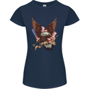 USA Eagle Flag America Patriotic July 4th Womens Petite Cut T-Shirt Navy Blue