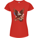 USA Eagle Flag America Patriotic July 4th Womens Petite Cut T-Shirt Red