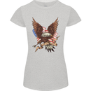 USA Eagle Flag America Patriotic July 4th Womens Petite Cut T-Shirt Sports Grey