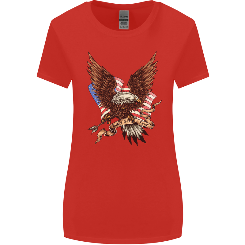 USA Eagle Flag America Patriotic July 4th Womens Wider Cut T-Shirt Red
