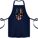 USA Flag Biker Skull Motorcycle Motorbike Cotton Apron 100% Organic Navy Blue