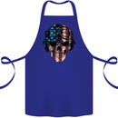 USA Flag Biker Skull Motorcycle Motorbike Cotton Apron 100% Organic Royal Blue
