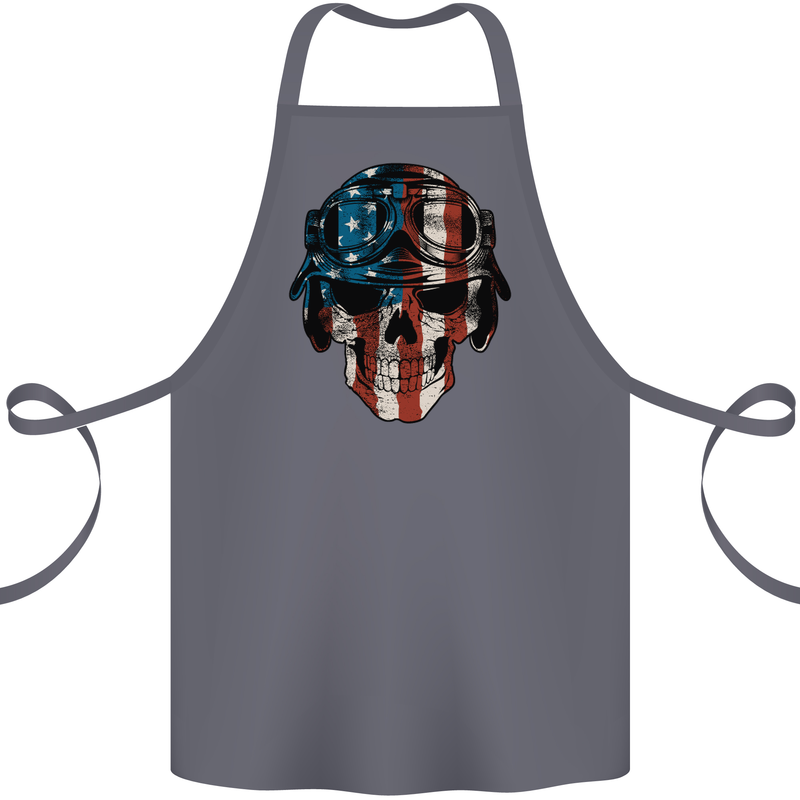 USA Flag Biker Skull Motorcycle Motorbike Cotton Apron 100% Organic Steel