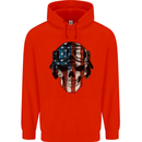 USA Flag Biker Skull Motorcycle Motorbike Mens 80% Cotton Hoodie Bright Red
