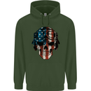 USA Flag Biker Skull Motorcycle Motorbike Mens 80% Cotton Hoodie Forest Green