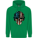 USA Flag Biker Skull Motorcycle Motorbike Mens 80% Cotton Hoodie Irish Green