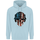 USA Flag Biker Skull Motorcycle Motorbike Mens 80% Cotton Hoodie Light Blue