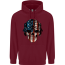USA Flag Biker Skull Motorcycle Motorbike Mens 80% Cotton Hoodie Maroon