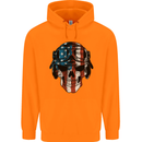 USA Flag Biker Skull Motorcycle Motorbike Mens 80% Cotton Hoodie Orange