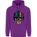USA Flag Biker Skull Motorcycle Motorbike Mens 80% Cotton Hoodie Purple