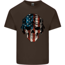 USA Flag Biker Skull Motorcycle Motorbike Mens Cotton T-Shirt Tee Top Dark Chocolate
