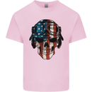 USA Flag Biker Skull Motorcycle Motorbike Mens Cotton T-Shirt Tee Top Light Pink