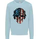 USA Flag Biker Skull Motorcycle Motorbike Mens Sweatshirt Jumper Light Blue