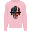 USA Flag Biker Skull Motorcycle Motorbike Mens Sweatshirt Jumper Light Pink