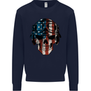 USA Flag Biker Skull Motorcycle Motorbike Mens Sweatshirt Jumper Navy Blue