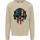 USA Flag Biker Skull Motorcycle Motorbike Mens Sweatshirt Jumper Sand