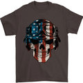 USA Flag Biker Skull Motorcycle Motorbike Mens T-Shirt Cotton Gildan Dark Chocolate