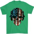 USA Flag Biker Skull Motorcycle Motorbike Mens T-Shirt Cotton Gildan Irish Green